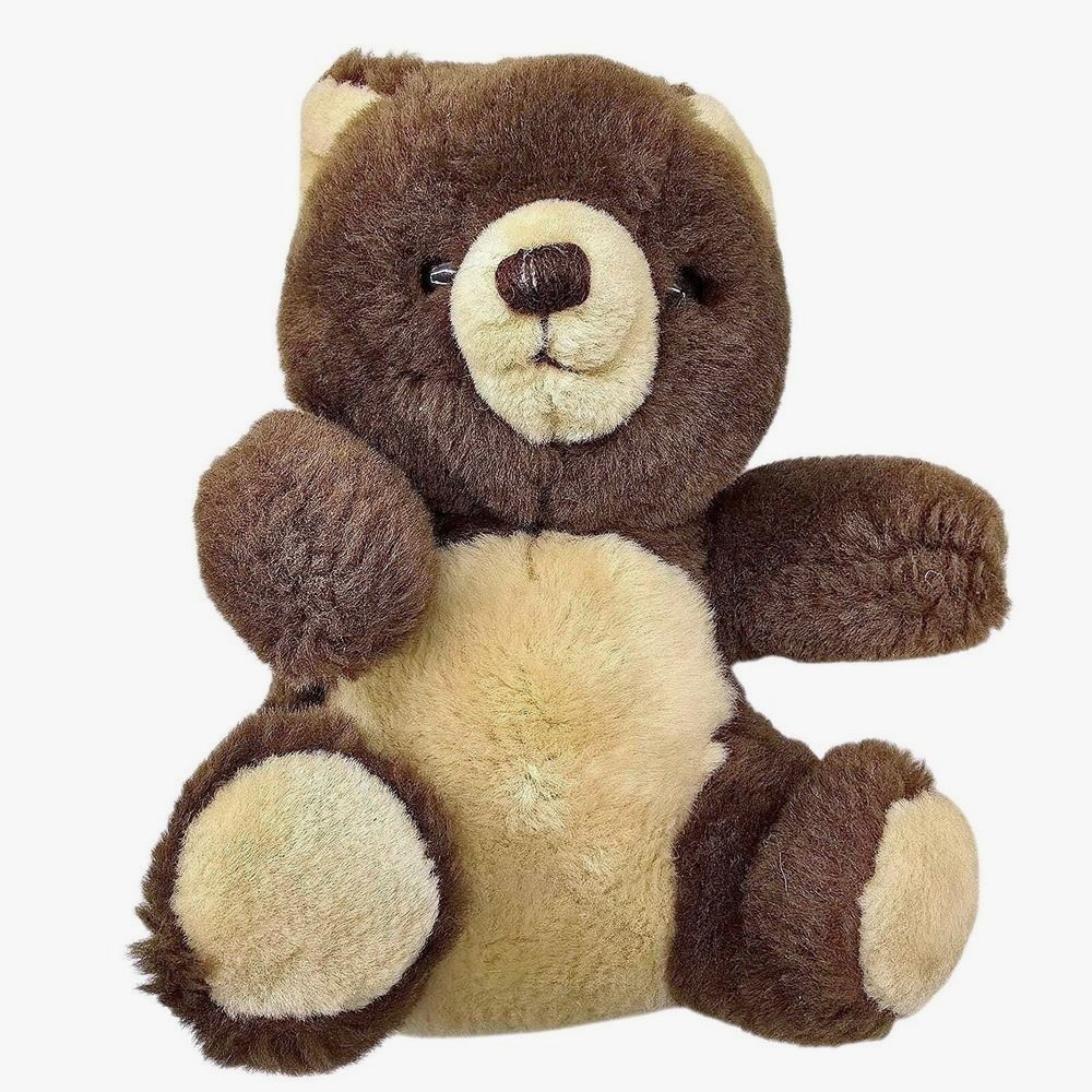Vintage 1981 GUND Teddy Bear Plush Small 8in Brown Tan Stuffed Animal Taiwan 80s